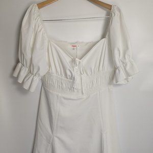 Eggie Magnolia White Puff Sleeve Mini Dress